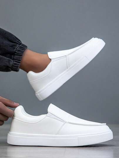 2025 Nya Herrskor, Vita Casual Herrskor, Herrloafers, Casual Slip-On Båtskor, Affärsmässiga Läderskor med Mjuk Botten, Slip-On Skor