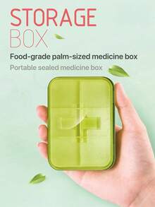 四格迷你便携式药品分配盒。方便携带，适合存放药丸。盒子密封，非常适合旅行携带。 - 彩色 - 查看 3