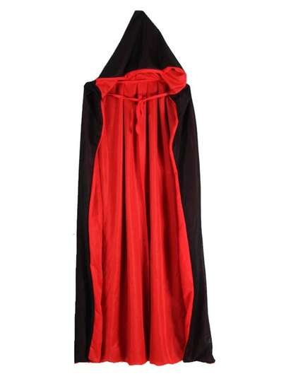 万圣节吸血鬼斗篷：双层立领斗篷，适用于万圣节化装派对和角色扮演道具，黑色和红色，适合儿童和成人