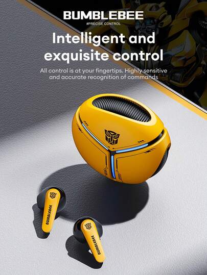 TRANSFORMERS 变形金刚 TF-T30 蓝牙耳机，半入耳式，高清立体声，低延迟，音乐和游戏双模式，长电池寿命，带麦克风的高清通话，适用于智能手机和平板电脑的舒适无线耳塞