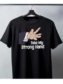 Camiseta de hombre, algodón, negra, diseño gráfico de mano fuerte del Padrino - Negro - Ver 1