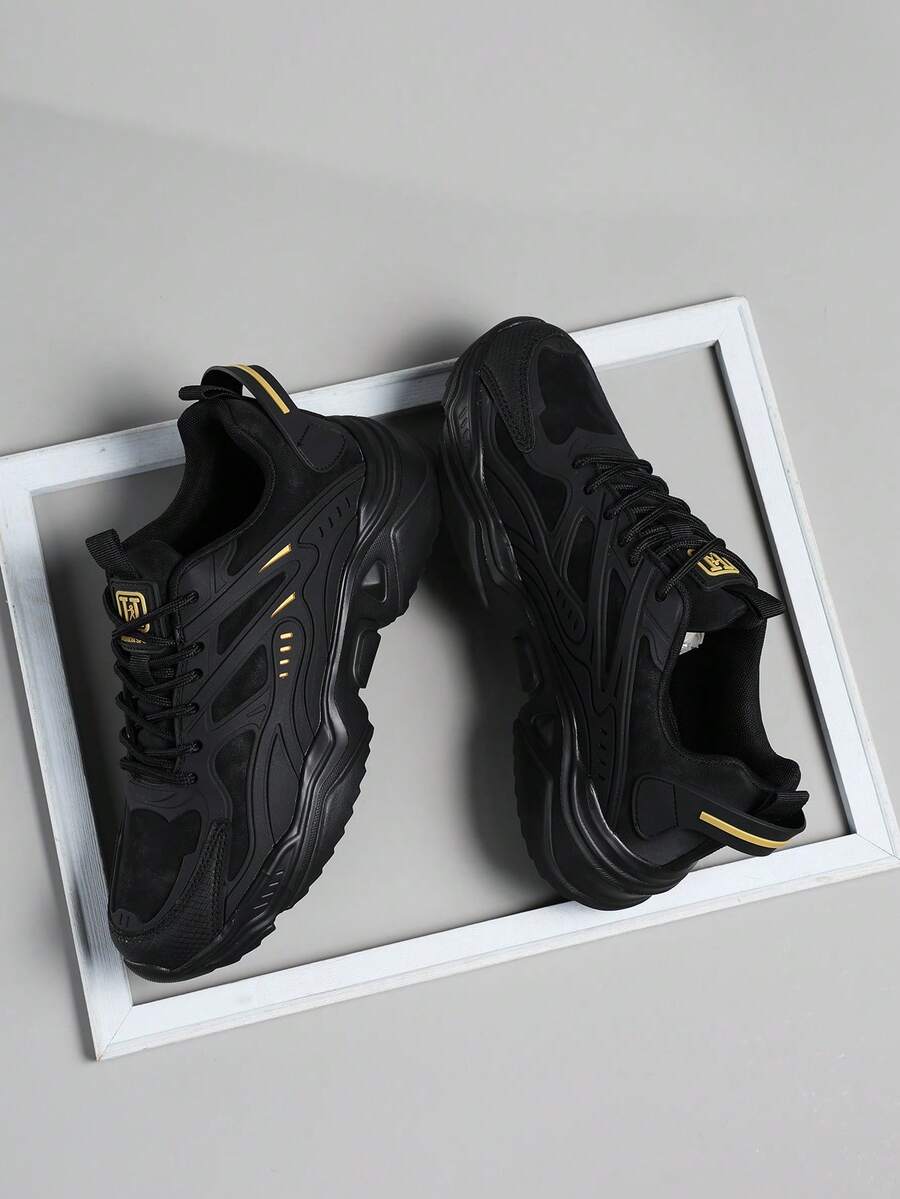 Men's Low-Top Sneakers, Casual Running Shoes, Jogging Shoes, Walking Shoes, Fashionable Gradient Red Footwear, Tennis Shoes, Streetwear - Black - View 1