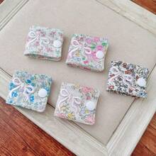 1 件碎花印花绗缝数据线收纳夹，花卉刺绣蝴蝶结，数据线分类夹，耳机线整理器套装家居收纳旅行收纳多功能收纳，适合女性、女孩旅行必需品、邮轮必需品、宿舍必需品、生日礼物、伴娘礼物、妈妈礼物、教师礼物、情人节礼物 - 彩色 - 查看 8