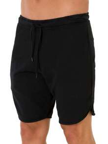 Men's Summer Sweatpants With Drawstring Pocket - Black - View 4