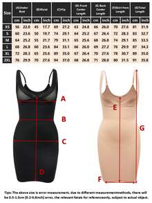 1 件塑身连体衣裙，紧贴臀部、腹部、腰部和背部，弹性针织面料，舒适、隐形、提臀、纤腰、可调节肩带