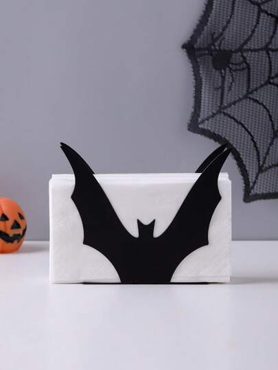 1pc Gothic Style Bat & Skull Design Artistic Napkin Holder, For Restaurant And Kitchen Decor, Thanksgiving, Valentine's Day, Halloween, Christmas Decoration, Ideal For Restaurants And Cafes, Best Gift For Women