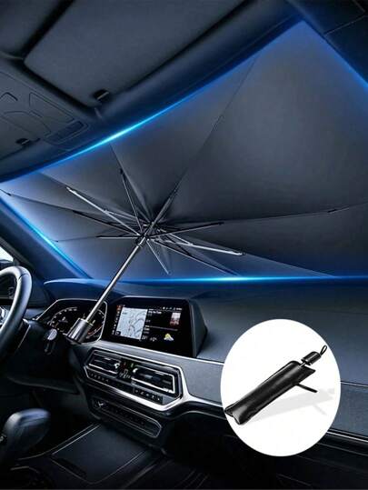 Easypie Selection Premium Silvery Car Sunshade - Front Windshield Heat Insulation & UV Protection, Roll-Up Design For Easy Storage - For All Car Models - Suitable For Summer & Hot Weather - Perfect Gift For Car Owners