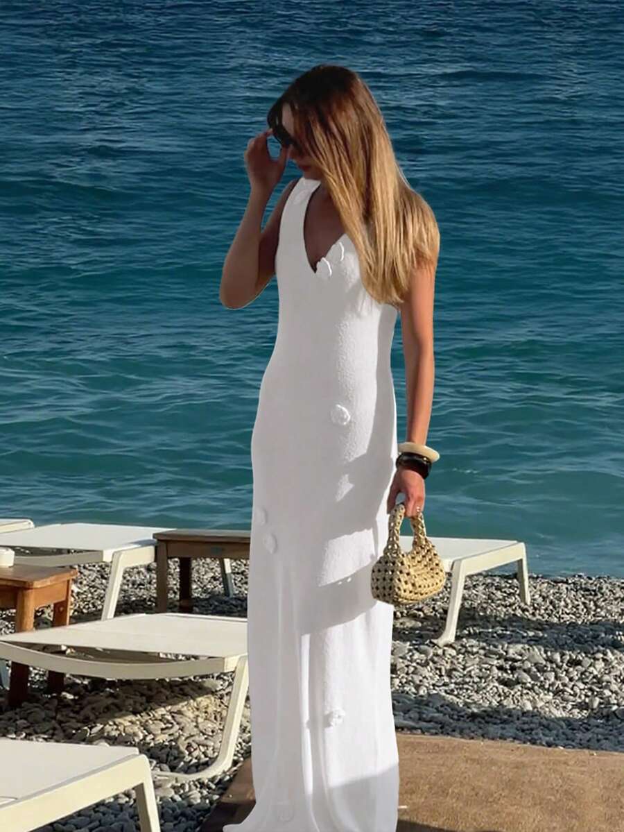 Damen lässiges Urlaubskleid mit elegantem Blume Muster aus Chiffon