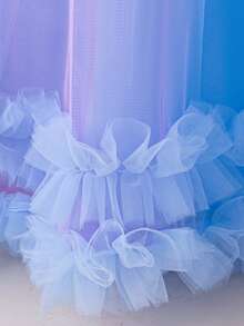 Long Dress Gown For Tween Girl, Rainbow Special Performance Dress, Sleeveless Bowknot Tulle Layered Ombre Prom Dress, Girls' Birthday Party Wedding Flower Girl Dance Recital Dress - Blue - View 8