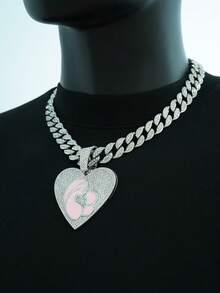 1 件全水钻粉色滴油心形吊坠,代表母爱,适合日常佩戴 - 吊墜項鍊 - 查看 20