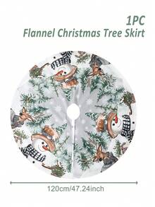1pc Diameter 90/120CM Christmas Tree Skirt, 35/47Inch Snowman Christmas Tree Print Flannel Tree Skirts Mat For Christmas Decoration, Christmas Tree Decor,Xmas Tree Mat Decor, Home Decor, Room Floor Decor, Family Winter Scene Decor,Holiday Festive Party Decorations,Festival Christmas Atmosphere Supplies,Indoor Decoration,Xmas Decor,2026 New Year Decor