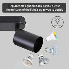 1pc GU10 Recessed Ceiling Light, LED Black Aluminum Ceiling Lamp, Single Head, Dual Head, Adjustable Angle, Replaceable Bulb, Black Tube Light Wall Lamp Spotlight, Suitable For Living Room, Bedroom, Kitchen, Dining Room, Bar, Study - Black Aluminum Ceiling Light - View 6