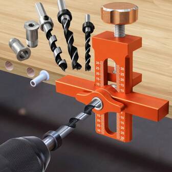 2 In 1 Cabinet Door Installation Positioner, 6/8/10mm Rebounder Punched Mounting Jig Wardrobe Cabinet Door Panel Installation Jig 7-40mm Clamping Range - Aluminum Alloy Quick Closet Door Mounting Template Tool