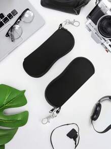 1 peça bolsa portátil para óculos de sol, bolsa macia para óculos de leitura, bolsa de viagem de neoprene para armazenamento de óculos com zíper e clipe