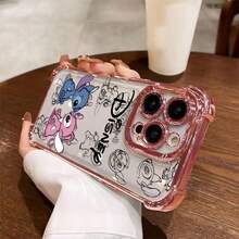 Disney Cartoon Stitch Couple Phone Case For IPhone 16 15 14 13 12 11 Pro Max X XR XS MAX 8 7 Plus Anti-Drop Transparent Soft Back Cover - Mixed Color 1 - View 3