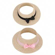 1/2pcs 17cm LBB Straw Hat With Bow Headband Decor, Fashionable & Cute LLabubu Accessory, Suitable For Blocking Summer Sunlight, Children's Toy Doll Accessory, Holiday Party, Birthday Gift - LBB-0038 - View 11