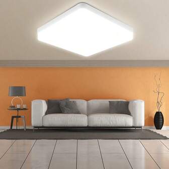 CANMEIJIA 1 件 11.8 英寸现代方形嵌入式吸顶灯，LED 方形面板灯，20W/30W/40W/50W，6500K 冷白光，吸顶式 LED 装饰照明灯具，AC 110-265V，适用于卧室、厨房、客厅