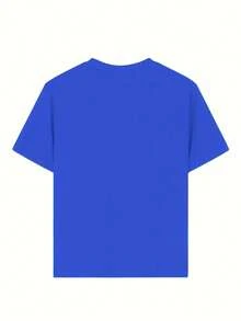 1 Pack Girls Casual Printed Crew Neck Short Sleeve T-Shirt Summer Student Youth Clothing - 藍色 - 查看 2