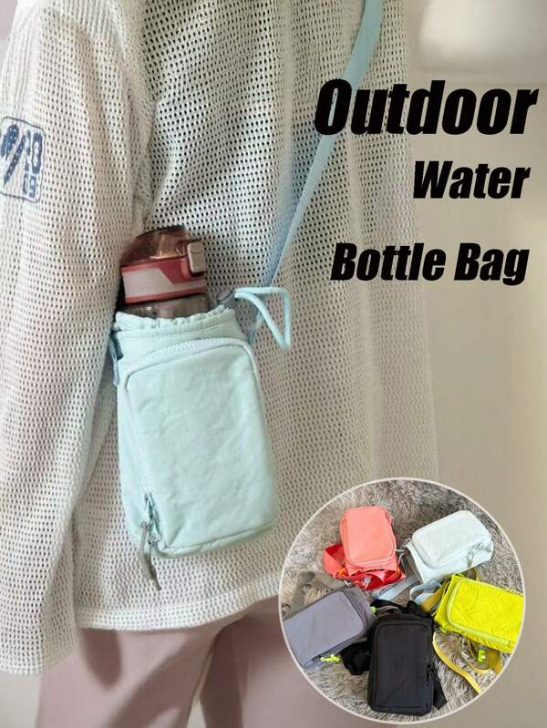 Nuevo bolso de botella de agua portátil para viajes al aire libre Cross Cross-B, bandolera de viaje, bolso bandolero de nailon con correa A y bolsillo para teléfono, monedero portátil fácil de caminar y senderismo