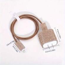 5 件手机线保护器、闪亮金色水钻理线器和防充电头套，送给朋友的完美礼物，万圣节礼物 Nan 充电器配件 手机配件 - 多色 - 查看 3