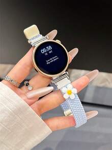Daisy Magnetic Buckle Woven Nylon Loop Strap, Suitable For Galaxy Watch 7/6/5/4 Strap 40 Mm 44mm 47mm 46mm 41mm,Galaxy Watch 5 Pro 45mm,Galaxy Active 2,Galaxy The Watch 3,18/20/22mm, Compatible With HW Watch 5/4/3/2/1 And GT5/4/3/2, As Well As HW Watch Fit3/Fit4 And HW Band 8/9/10NFC - Blue - View 1