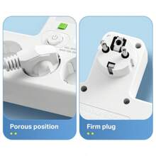 Adaptador de enchufe con 5 tomas, toma de pared multipuerto con interruptor independiente y luz nocturna pequeña, adecuado para el hogar, la oficina, los viajes y la computadora, color blanco