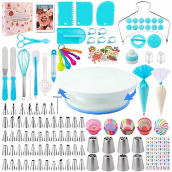 Cake Decorating Supplies Kit Tools 356pcs, Baking Accessories With Cake Turntable, Pastry Piping Bag, Piping Icing Tips For Beginners