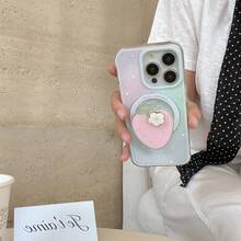 Pink Strawberry Magnetic Phone Stand, Fruit Sliding Foldable Phone Holder, Multi-Function Slouchy Phone Stand Compatible With IPhone, Android Phone, Gift For Birthday, Family, Friends Push-Pull Phone Grip Phone Accessories - Pink - View 4