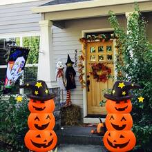 1 Set Giant Standing Orange Pumpkin, Halloween Inflatable Tumbler Decor, Outdoor Halloween Inflatable Decoration - Orange - View 5