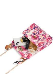 Scarf Accessory Chain Embossed Print Handbag