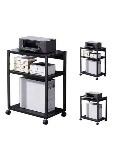 Soporte para impresora de 2 o 3 niveles, torre de ordenador bajo escritorio con 4 ruedas giratorias de 360°, altura ajustable, soporte metálico para CPU para oficina, hogar y aula.
