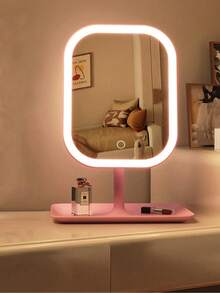 LED Makeup Mirror, 18cm Illuminated Makeup Mirror With 3 Light Modes, Touch Control, Portable Stand And Foldable Small Mirror, Glowing Travel Makeup Mirror, Glowing Makeup Mirror, Rechargeable Portable LED Makeup Mirror - Multicolor - View 9