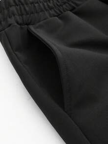 2件套男童美式街头城市字母印花套装舒适柔软春秋日常休闲装 - 黑色 - 查看 3