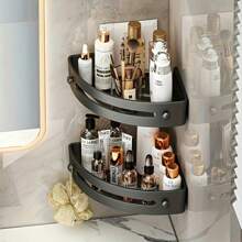 1/2 Pieces Corner Shower Rack, Black Bathroom Storage Rack, Large Capacity Wall Mounted, No Drilling Required, Wall Mounted Shower Shampoo Rack, Bathroom Towel Rack, Wall Mounted Triangle Bracket, Stick-On Bathroom Storage Rack, Shower Room Storage Rack, Shower Wall Shampoo Rack, Suitable For Bathroom And Kitchen,