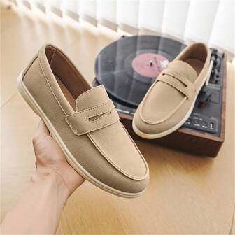 Herren Slip-On Lässige Schuhe - leichte atmungsaktive Stoff Sneaker mit Rundzehen und PU-Sohle, vielseitige Streetwear, geeignet für den täglichen Outdoor-Gebrauch, einfaches Schuhdesign, bequeme Innenfütterung