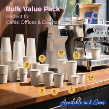 LIFA LIFA 2oz/9oz/22oz Disposable Coffee Cups With Lids, 60ml/260ml/650ml Disposable Travel Paper Hot Cups, Suitable For Hot & Cold Beverages, Durable Thick White Paper Cups In Bulk, Applicable For Party, Office, Business, Cafe, Bar, Daily Use, Espresso, Cortado, Water, Tea And Juice, Safe