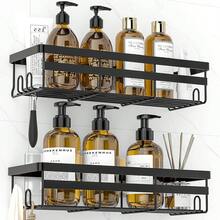 Shower Caddies 2 Pack - Adhesive Hanging Shower Shelf - Bathroom Organizers And Storage, No Drilling Stainless Shower Shelves For Home Decor, Bathroom Accessories - 黑色 - 查看 1