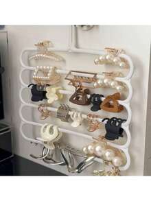 1/3 piezas Organizador de armario multifuncional antideslizante de 5 niveles, perchero de corbatas, perchero de bufandas, perchero de accesorios para el cabello, herramienta de almacenamiento doméstico práctica, ahorro de espacio, ordenado y limpio - Multicolor - Ver 1