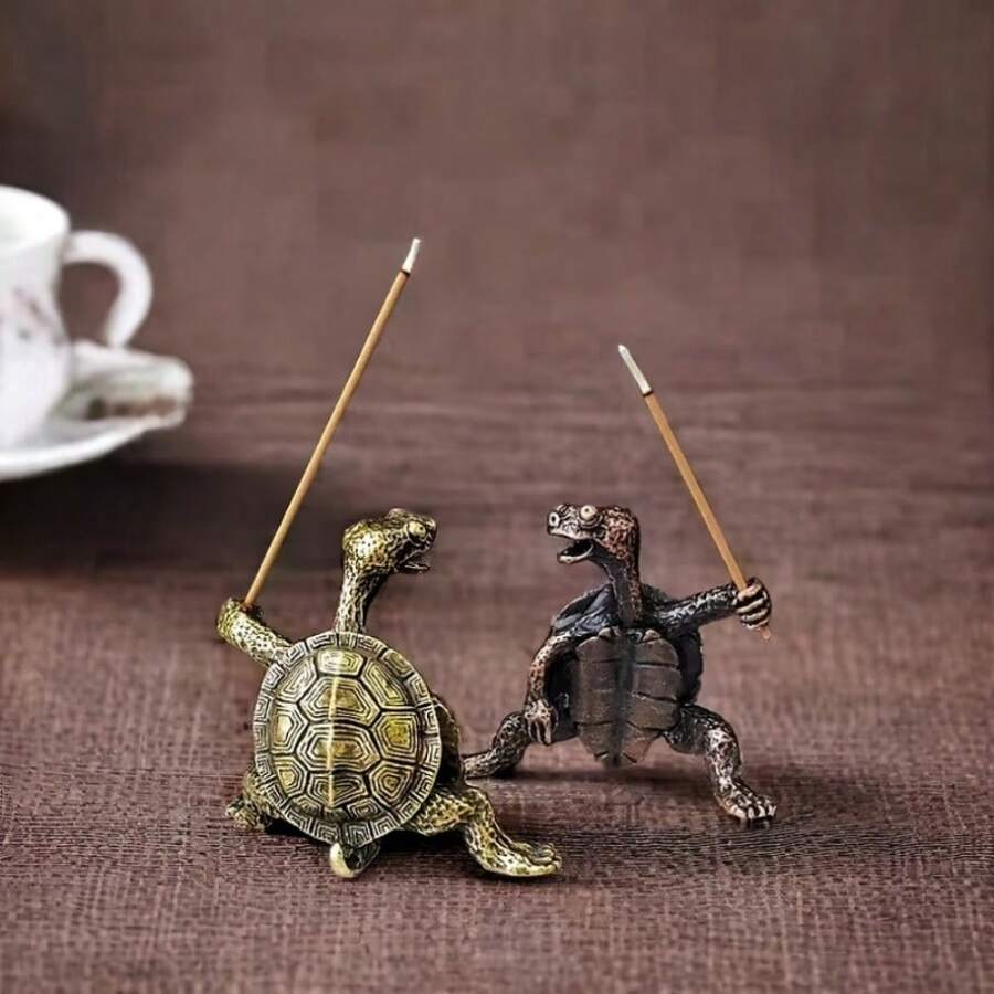 1/3/6PCS  Non-Stim Fat Burner Incense Witchy Gifts Incense Sticks Brass Turtle Incense Burner Kung Fu Turtle Incense Burner Creative Craft Decoration Red Bronze Turtle Statue Incense Burner Collectible Art Gift Meditation Incense Holder