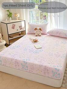 1 件花卉印花床笠、床垫套、柔软舒适的床上用品、亲肤床笠、适合男孩、女孩、宿舍、所有季节防尘防滑床罩，适用于单人床、双人床、大号床、特大号床，可机洗（不含枕套） - 彩色 - 查看 3