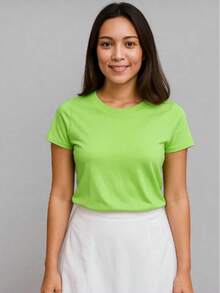 PLAYERA DAMA C/REDONDO M/CORTA AJUSTADO LISO - Verde Neon - View 4