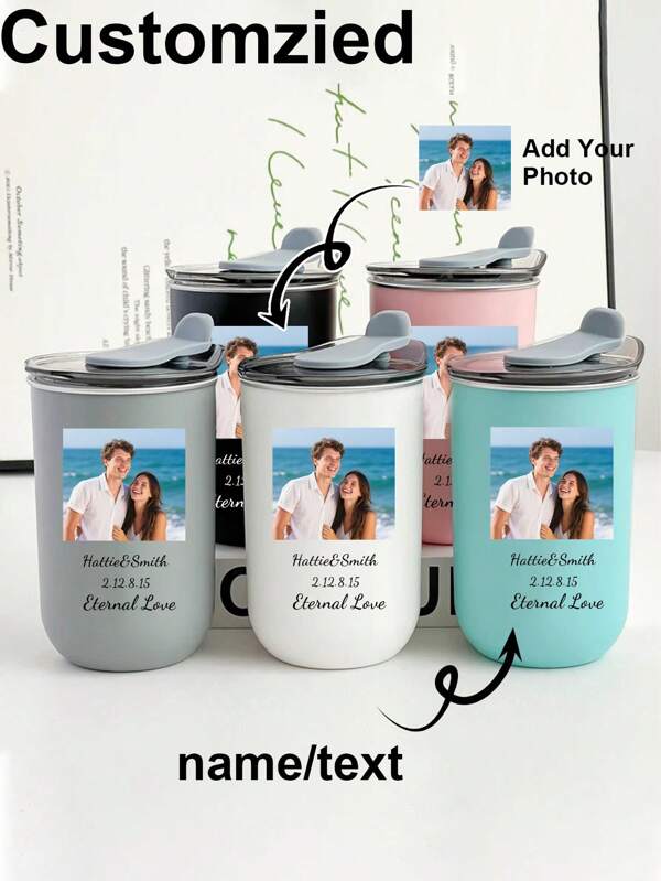 1pc Custom Stainless Steel Travel Mug - Double Insulated Coffee Mug With Personalised Name Option, Cold Drink Mug | Elegant Mist Finish | Double Insulated, Coffee Mug, ,Reusable,Multi-Functional,Ornamental,Stylish,Exquisite,High-Quality,Custom,Personalized,Unique,Ideal Gifts For Him,Ideal Gifts For Her,Her,Boyfriend,Girlfriend,Dad,Mom,Family,Friends,Son,Daughter,School Students,Workers,Kids,Office,Tea Room,School,Home