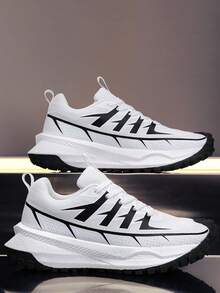 男士新款网眼透气休闲运动鞋，舒适内衬，柔软鞋底，防水鞋面，适合春夏季户外慢跑 - 白色 - 查看 4