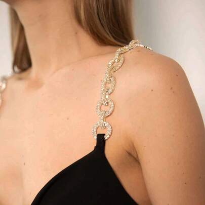 1 pieza Decoración de tirante de cristal para lencería nupcial de mujer, joya de vestido con sujetador de strass calado