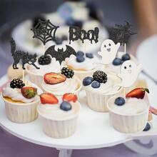 12 miếng mút xốp hình chú dơi và xe ngựa hình phù thủy trang trí bánh cupcake chủ đề ác mộng trước Giáng sinh dùng để trang trí bánh sinh nhật - Nhiều màu - Xem 9