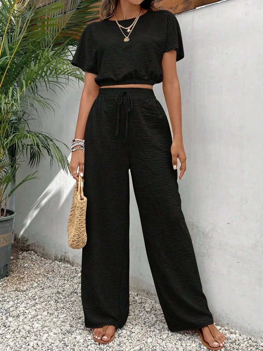Lady's Comfortable Vacation Work Uniform For Casual And Fashionable Wear - 黑色 - 查看 1