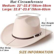 Classic Western Felt Cowboy Hat With Wide Brim For Outdoor Use - 1 Pack Style 2: Beige - View 3