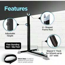 US Delivery Bike Stand And Vertical Storage Rack The Original Vertical Bicycle Floor Stand For Garage Storage Indoor And Outdoor Perfect Bike Accessories For Small Spaces With No Drilling - 黑色 - 查看 5