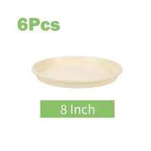 6 Stücke 4/6/8/10 Zoll Pflanzen Untertasse (Beige) - Kunststoff Blumentopf Tabletts für Innen und Außen, ideal für Pflanzen, Garten & Heimdekoration