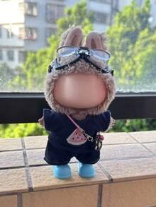 Clothes For Labubu 17cm The Monster Doll's Outfit Accessories Clothing DIY High-Quality Watermelon Pattern T-Shirt And Jeans - Navy Blue - View 5